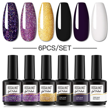 ROSALIND Gel Nail Polish 6Pcs/Set For Manicure Nails Art UV Gel Need Base Top Coat Vernis Semi permanent Nail Polish 15ML